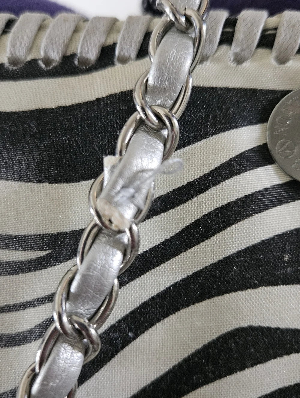 Steve Madden Quilted Metallic Silver Chain Shoulder Bag - Picture 16 of 16